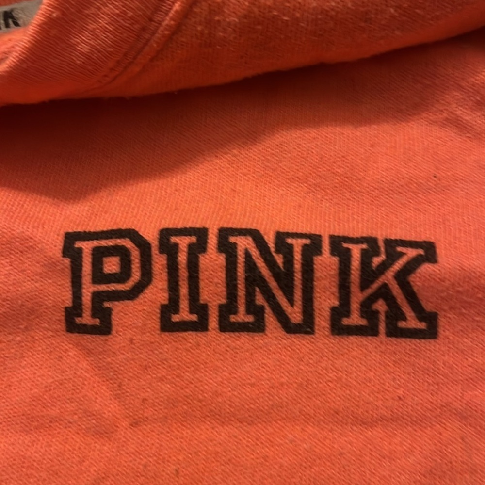Pink Victoria Secret Oversized LOVE PINK Orange Long Sleeve Top Sz M Ladies - Picture 6 of 7